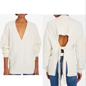 RONNY KOBO Selas Open Back Cable Knit oversized Cardigan XS - backless open back